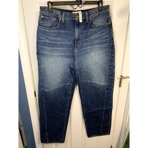 Madewell Baggy Tapered Jeans in Fanwell Wash: Two-Tone Edition Size 31 NWT